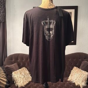 John Varvatos Black Graphic Skull w/ crown T-Shirt